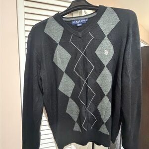 U.S. Polo Assn. Men's V-Neck Sweater in Black and Gray
